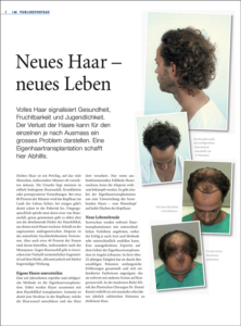 Fachartikel Neues Haar – neues Leben, von Angela Lehmann, im Magazin wellness life erschienen!